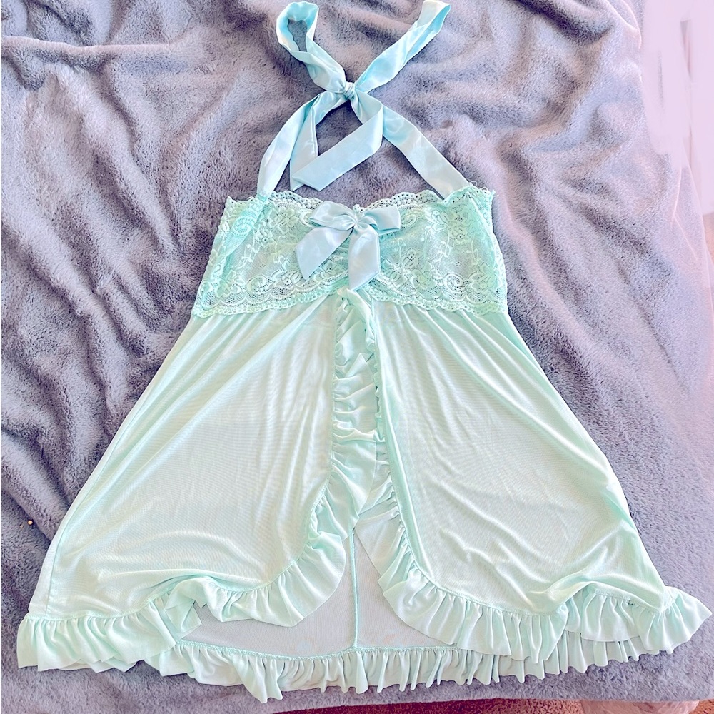 Mint Green lingerie and thong panty.